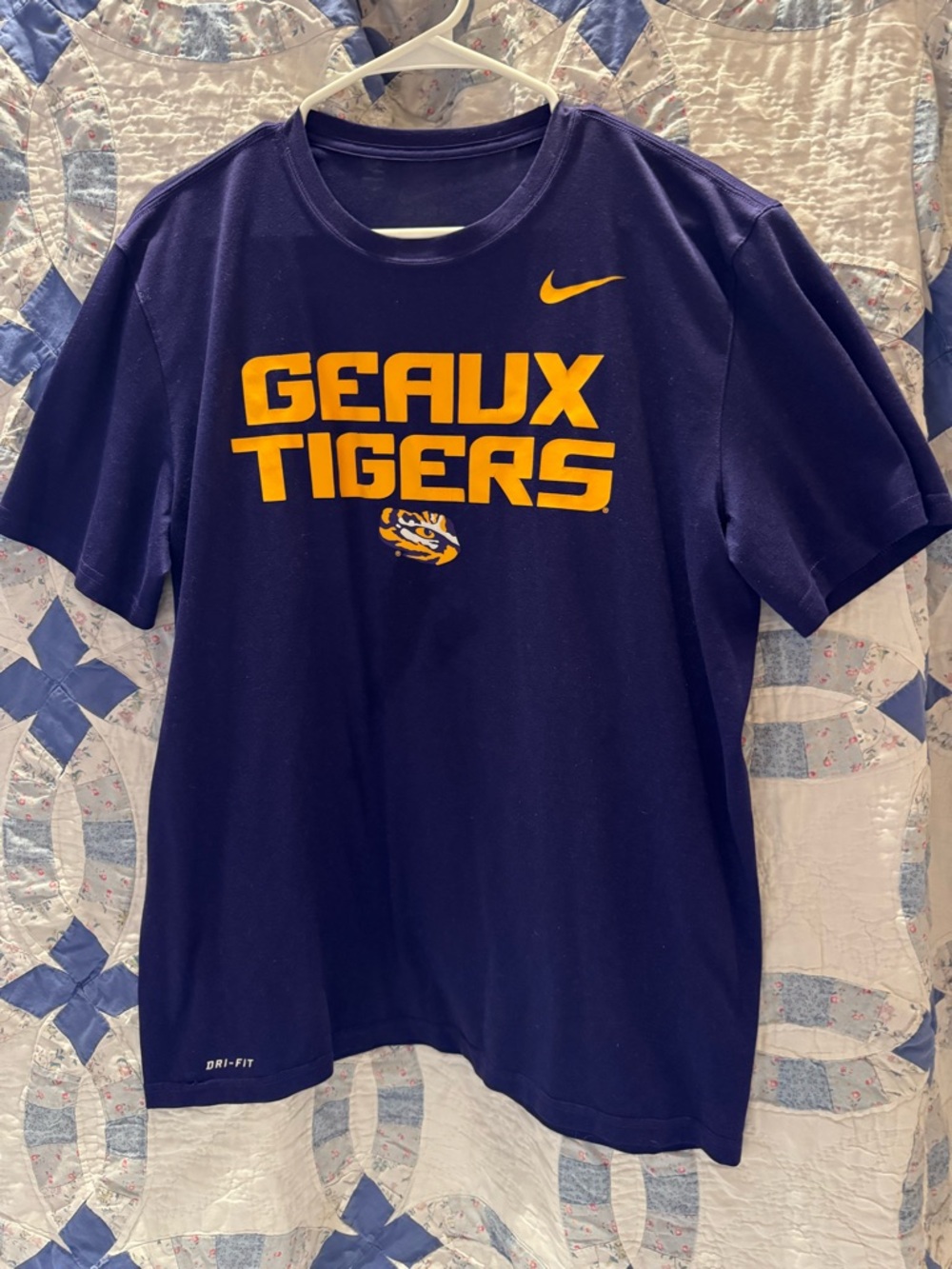 Nike Adult 'Geaux Tigers' Short Sleeve Tee - Purple/Gold
